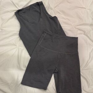 Beyond Yoga Navy and White Striped Tank Top